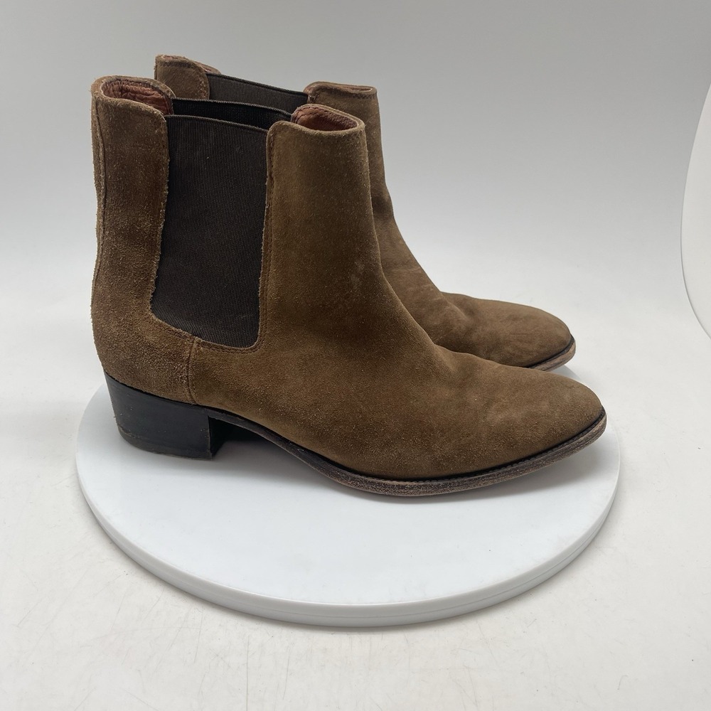 Frye Boots Womens 7.5 B Dara Chelsea Ankle Shoes Brown Suede Leather Pull‎ On